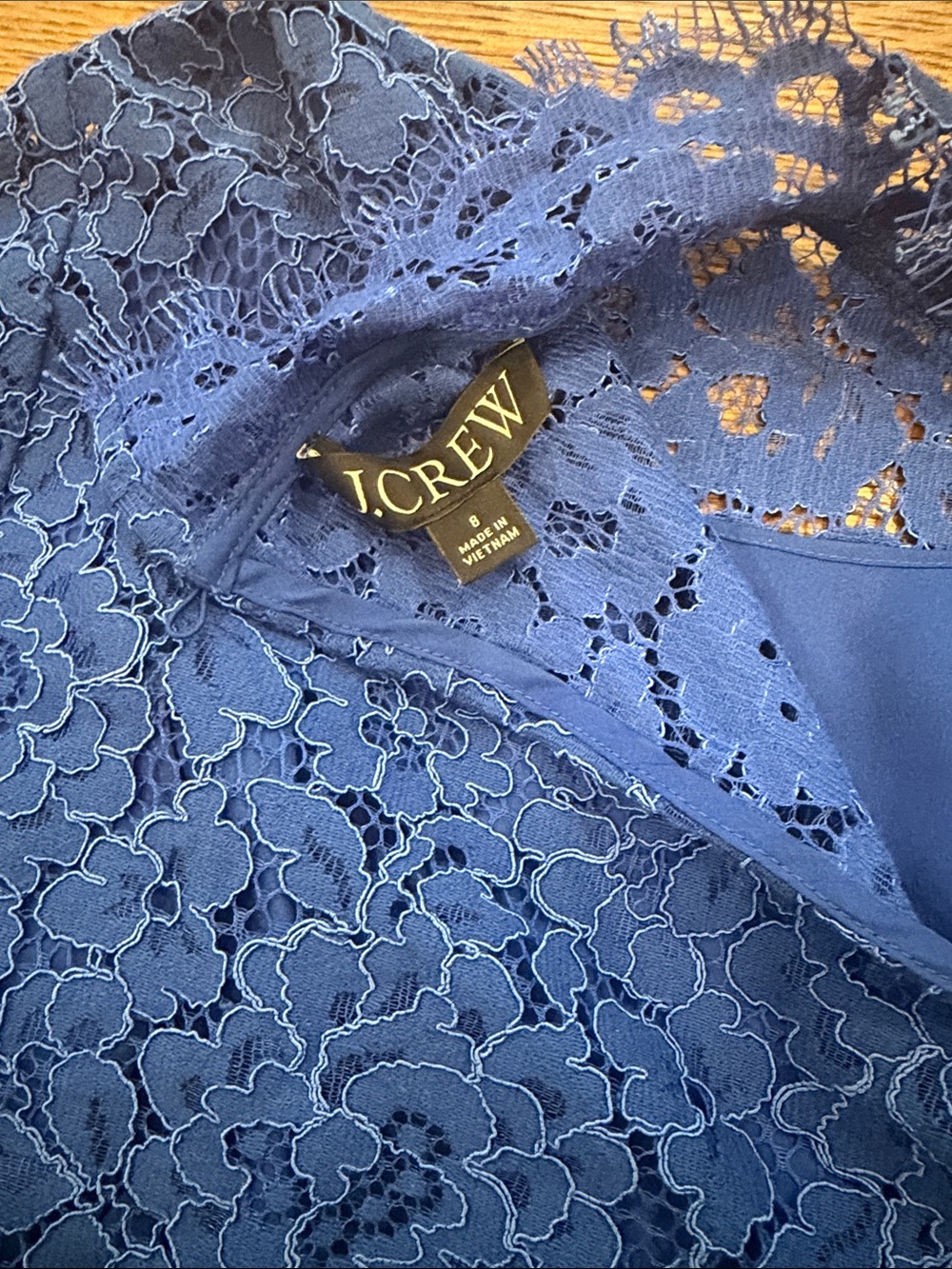 Jcrew Blue Floral Lace Long Sleeve Top - Picture 2 of 3